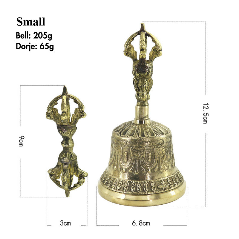 Mythstone Tibetan Meditation Bell and Vajra Dorje Copper Balance Handmade Decoration Set