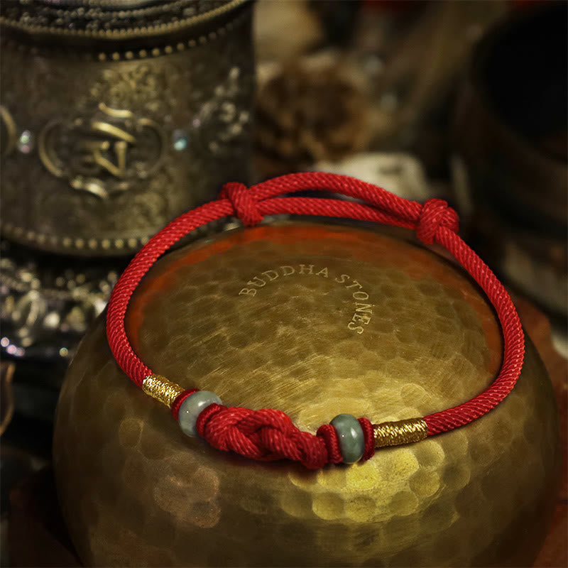 MythStone Red String Jade Luck Fortune Knot Braided Couple Bracelet