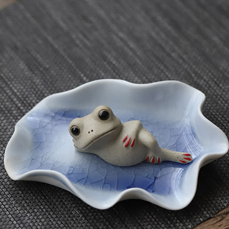 Mythstone Meditating Ceramic Small Frog Statue Decoration