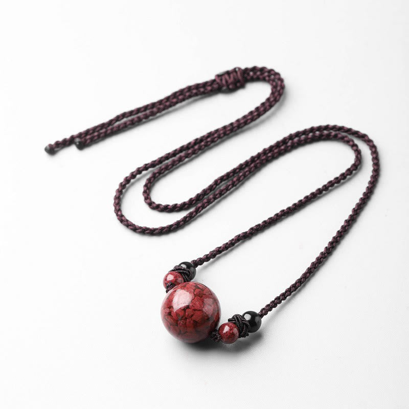 Mythstone Natural Cinnabar Stones Bead Blessing Necklace Pendant