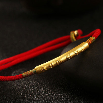 Mythstone Tibetan Buddhist Handmade Mani Mantra Lucky Red String Bracelet