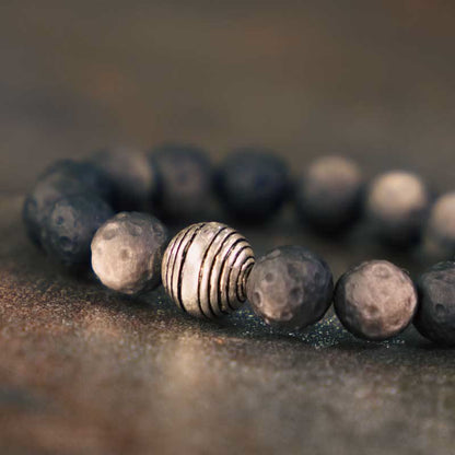 Mythstone Natural Silver Sheen Obsidian Lunar Meteorite Protection Bracelet