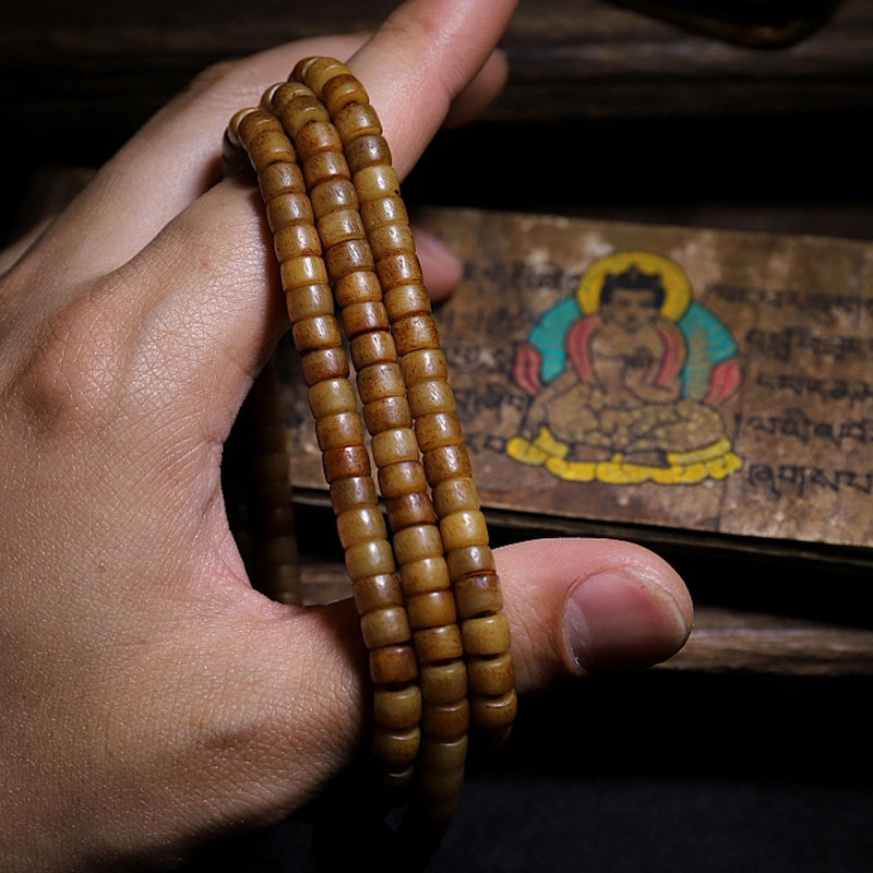 Mythstone Tibet 108 Mala Beads Yak Bone Amber Balance Bracelet