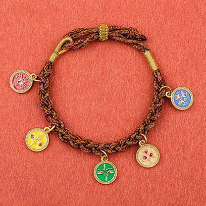 Mythstone Tibetan Five God Of Wealth Thangka Luck Braid String Bracelet