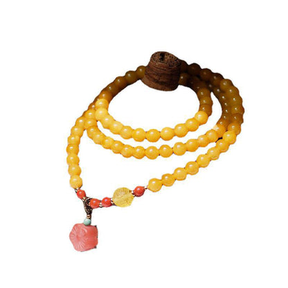 Mythstone Amber Healing Balance Necklace Flower Charm Bracelet