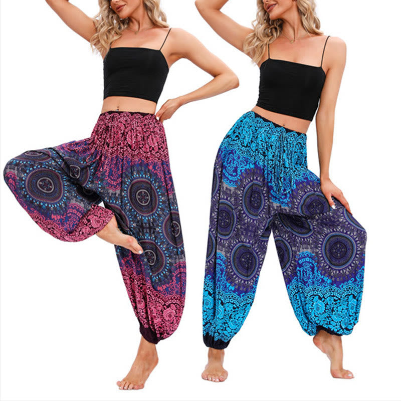 Pantalones de harén con estampado de brújula holgados e informales de Mythstone, pantalones de yoga para mujer 