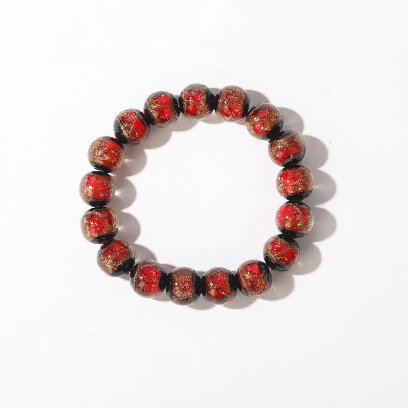 Pulsera tibetana clásica de cuentas de vidrio Liuli con suerte y riqueza