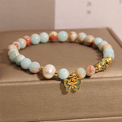 Mythstone Shoushan Stone Pearl Butterfly Wealth Bracelet