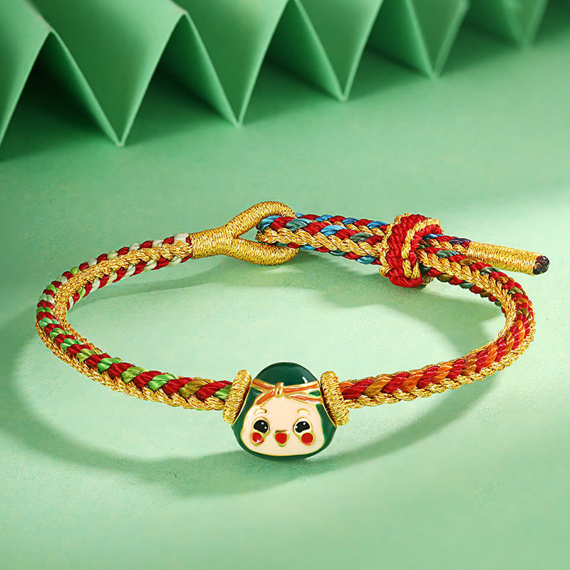 Pulsera de nudo de la paz de ocho hilos hecha a mano con diseño de zongzi y colorido de Mythstone 