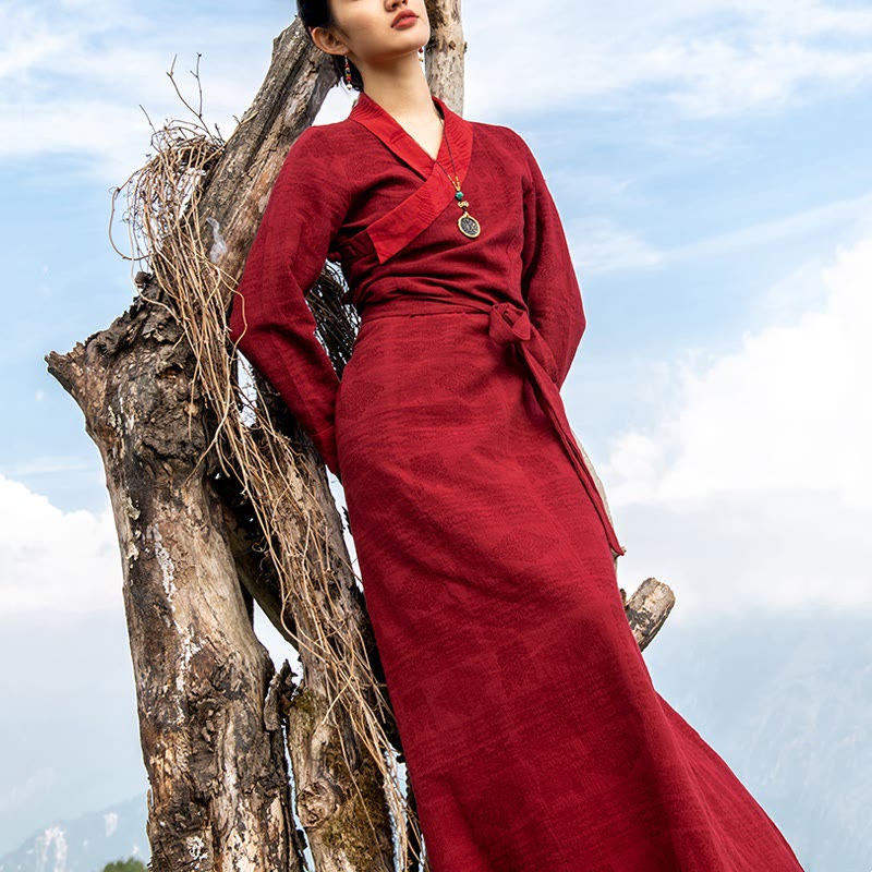 Mythstone Tibetan Dress Clothing Lhasa Long Wrap Dress Maxi Dress Women Clothing