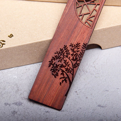 Mythstone The Tree of Life Ebony Wood Small Leaf Red Sandalwood Bookmarks With Gift Box