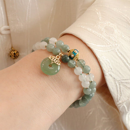 Mythstone Single Double Layer Jade Peace Buckle Luck Bracelet