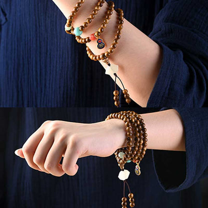 Mythstone Tibetan Rosewood Protection Calm Bracelet Mala