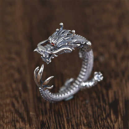 Mythstone 925 Sterling Silver Dragon Luck Protection Ring