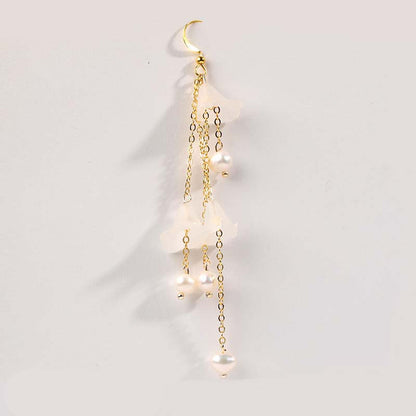 Mythstone Pearl Flower Petals Luck Drop Earrings