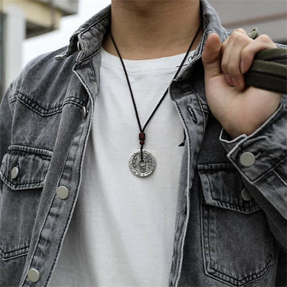 Mythstone Bagua Yin Yang Copper Coin Star Balance Energy Necklace Pendant