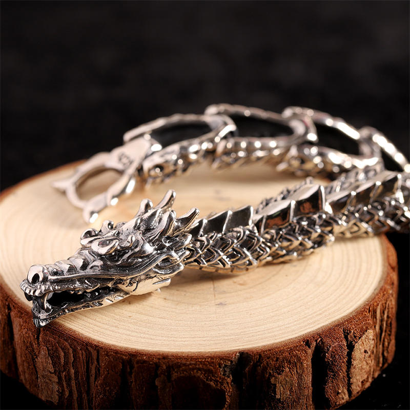 Mythstone 925 Sterling Silver Dragon Luck Success Bracelet Bangle