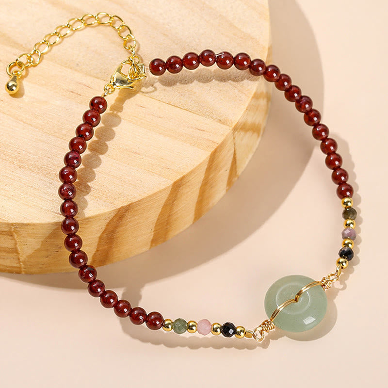 Mythstone Natural Garnet Peace Buckle Bead Calm Bracelet