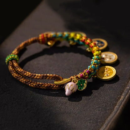 Mythstone Tibetan Colorful Rope Five God Of Wealth Luck Braid Bracelet