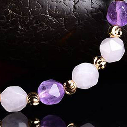 Mythstone Natural Amethyst Fortune Pixiu Charm Bracelet