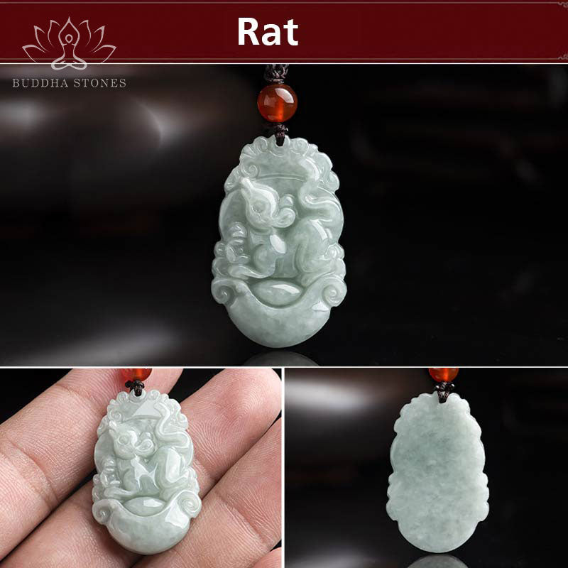 Mythstone Natural Jade 12 Chinese Zodiac Sucess Pendant Necklace Necklaces & Pendants Mythstone 6