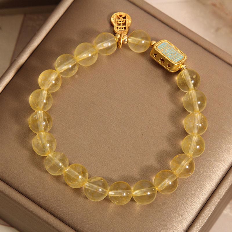 Mythstone Natural Citrine Five Scriptures Generosity Bracelet