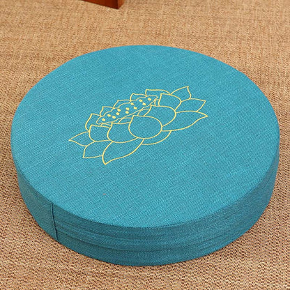 Mythstone Lotus Embroidery Cotton Linen Meditation Seat Cushion