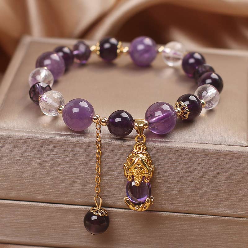 Mythstones  Natural Amethyst PiXiu Healing Bracelet