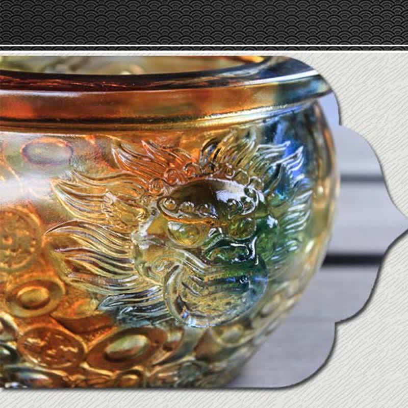 Mythstone Handmade Liuli Crystal Treasure Bowl Art Piece Home Decoration