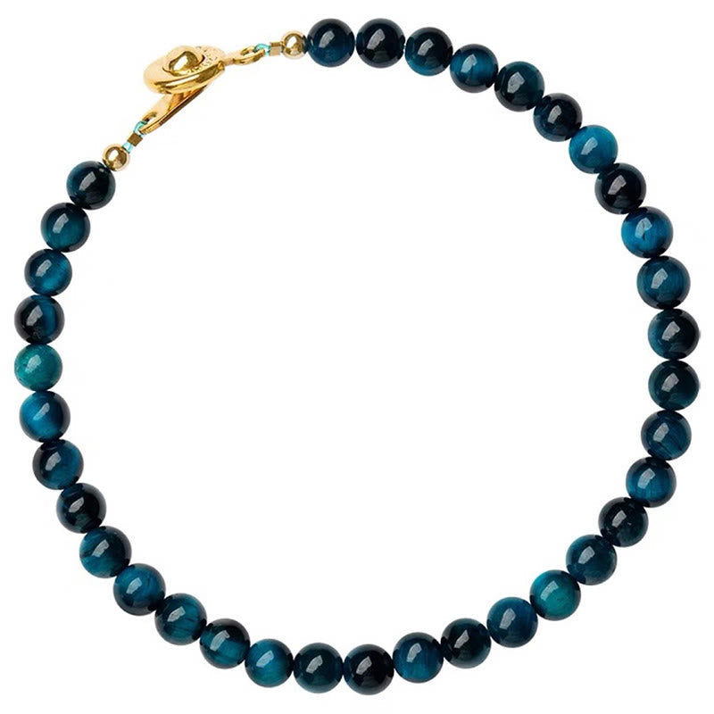 Mythstone Natural Blue Tiger Eye Stone Protection Chain Bracelet