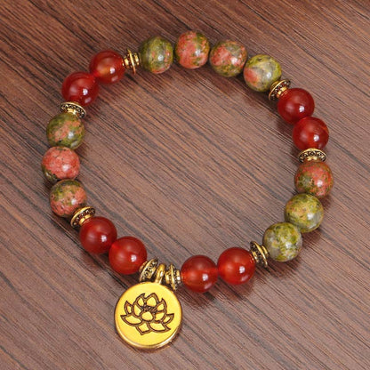 Mythstone Tibetan Picture Jasper Positive Lotus Bracelet Set