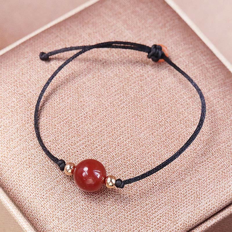 Mythstone Natural Red Agate Chalcedony Self-acceptance Confidence String Bead Bracelet Necklace Pendant