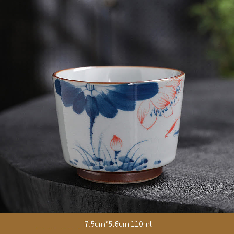 Mythstone Lotus Flower Leaf Bamboo Ceramic Teacup Kung Fu Tea Cups