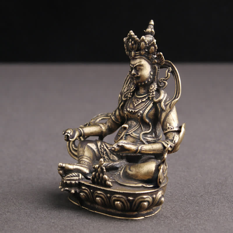 Mythstone Yellow Jambhala Bodhisattva Figurine Serenity Copper Statue Decoration