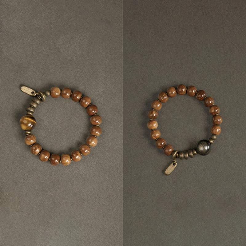 Mythstone Kuka Seed Tiger Eye Gold Sheen Obsidian Copper Wealth Luck Bracelet