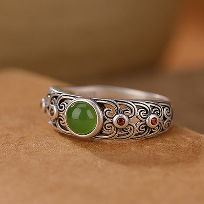 Anillo ajustable de armonía de jade cian hetiano en plata de ley 925 Mythstone 