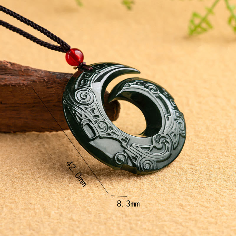 Mythstone One's Luck Improves Design Patern Natural Hetian Cyan Jade Success Necklace Pendant