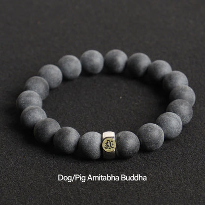 Pulsera curativa de ciprés tibetano con Buda natal del zodíaco chino Mythstone 