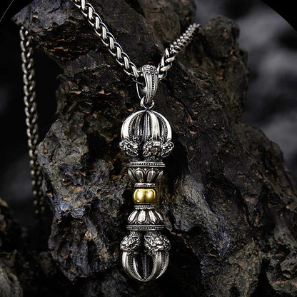 Mythstone Tibetan Dorje Vajra Design Wealth Necklace Pendant