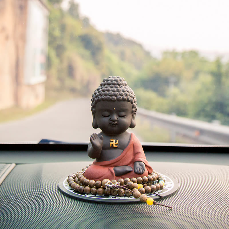 Mythstone Small Buddha Serenity Purple Clay Home Desk Decoration