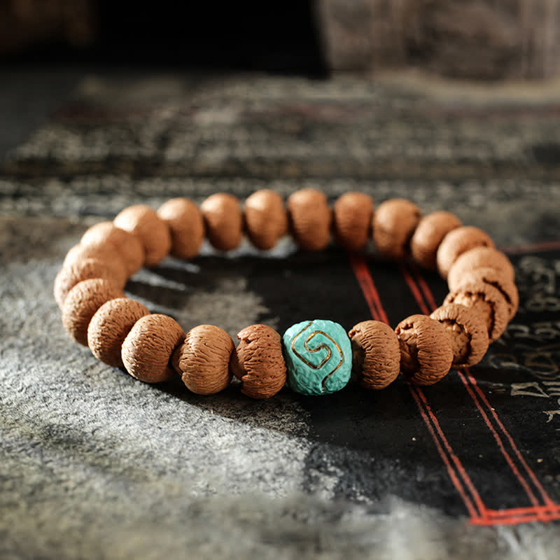 Mythstone Tibetan Bodhi Seed Turquoise Amber Protection Bracelet