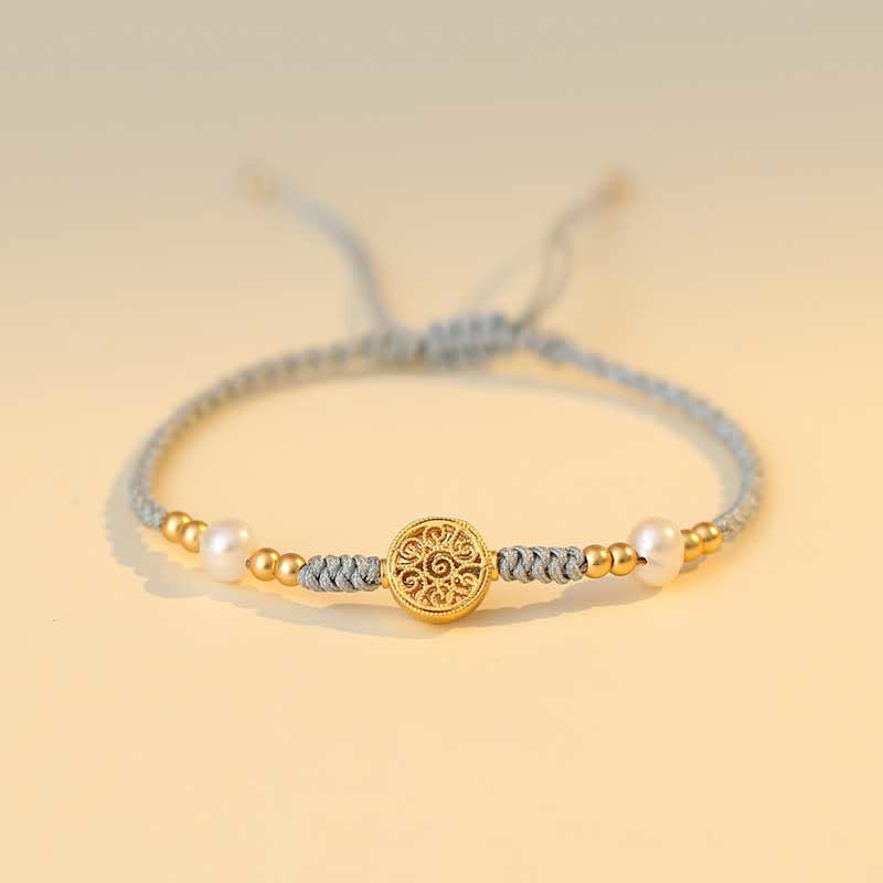 Mythstone Copper Coin Fortune Tree Luck Strength Braided Bracelet