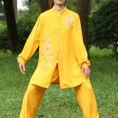 Mythstone Auspicious Clouds Embroidery Meditation Prayer Spiritual Zen Tai Chi Qigong Practice Unisex Clothing Set