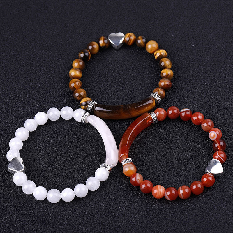 Mythstone Natural Crystal Beads Unisex Heart Bracelet