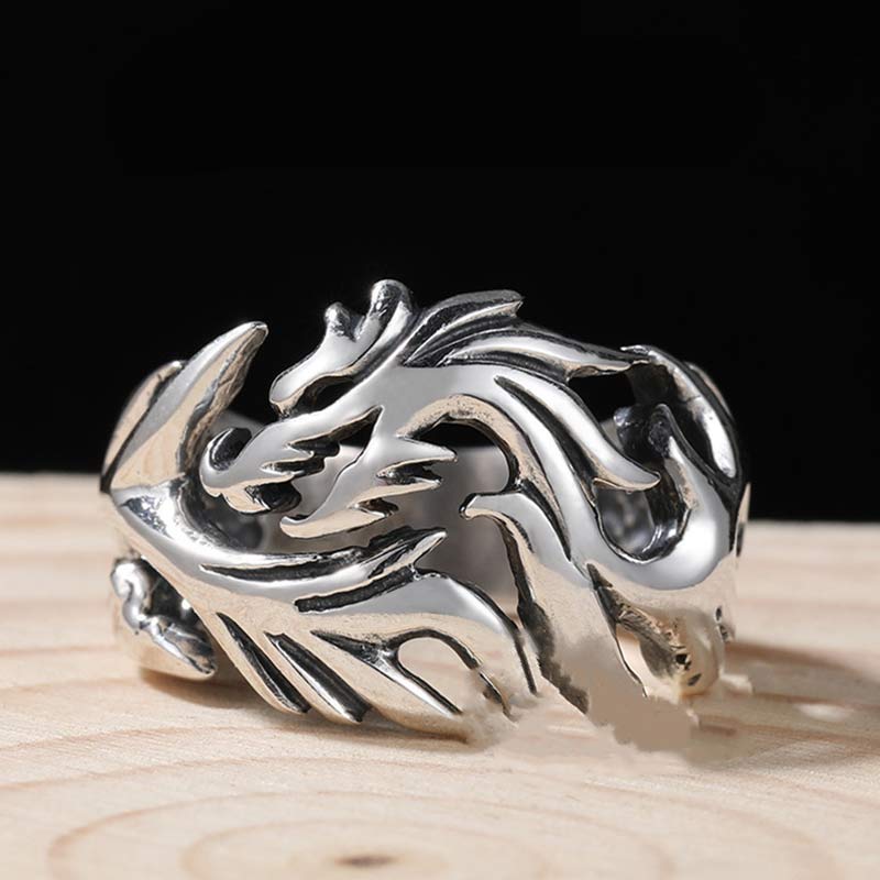 Mythstone Dragon Pattern Protection Strength Adjustable Ring