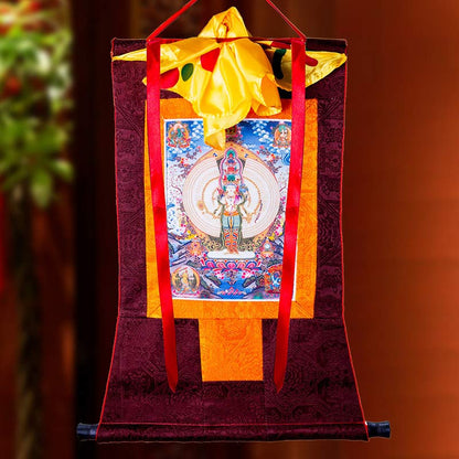 Mythstone Tibetan Thousand-handed Avalokitesvara Framed Thangka Blessing Decoration