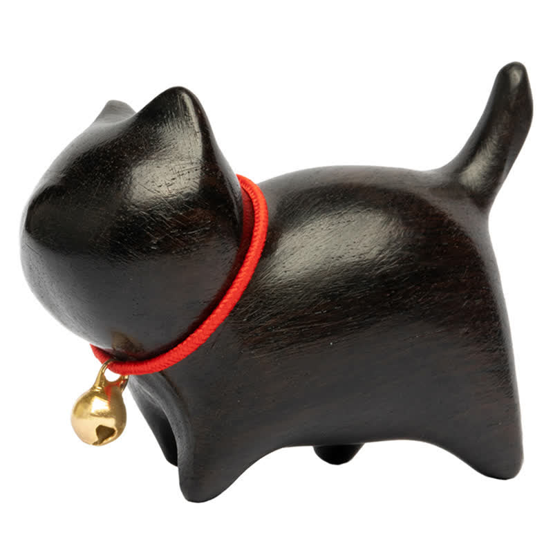 Mythstone Green Sandalwood Small Leaf Red Sandalwood Cute Cat Animals Soothing Peace Decorations