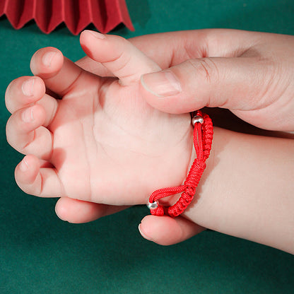 Mythstone 999 Sterling Silver Chinese Zodiac Red Rope Luck Handcrafted Kids Bracelet