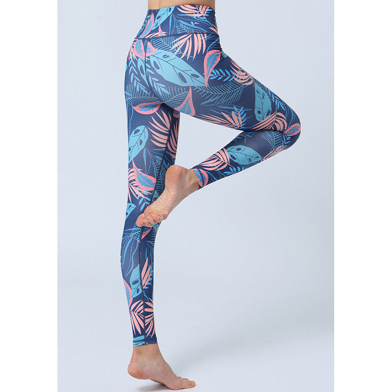 Pantalones con estampado de hojas de Mythstone, mallas deportivas de cintura alta para yoga y fitness, pantalones de yoga para mujer 