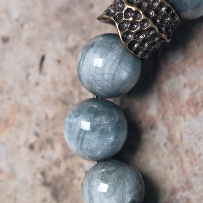 Pulsera de pareja de cobre, madera de ébano y piedra de ojo de águila de MythStone